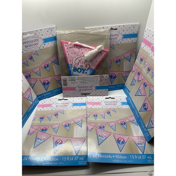 15ft Girl Boy Baby Shower / Gender Reveal Pennant Flag Banner Party Decorations - Picture 7 of 7
